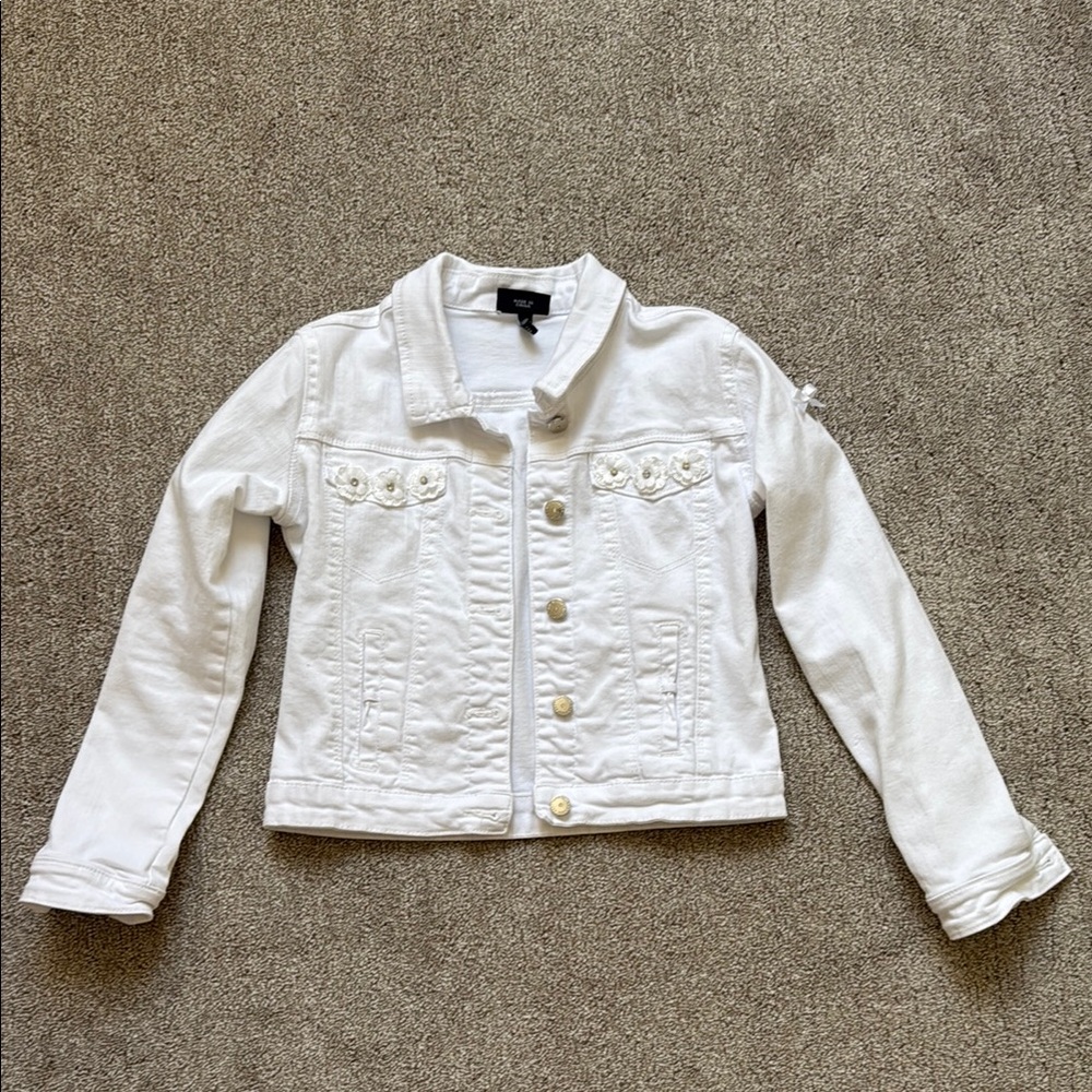 White Jean Jacket with flowers
